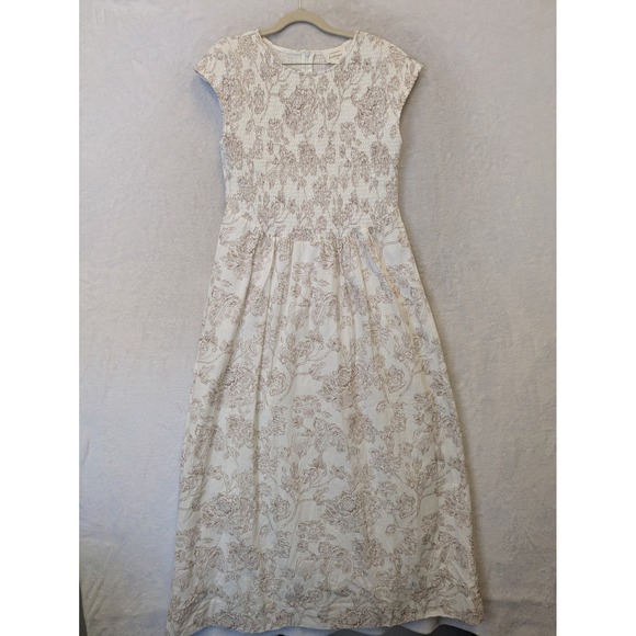 bohme Dresses & Skirts - Bohme Women's Size XL White Floral Maxi Dress Smocked Bodice Cap Sleeve